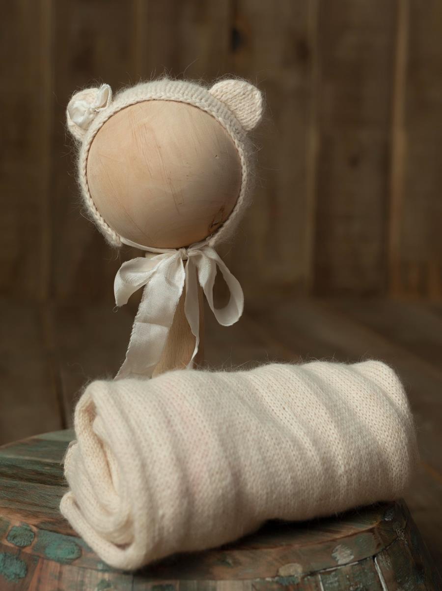 Conjunto de wrap y capota de lana  | 13318 | Atrezzo infantil diferente para tus sesiones