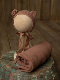 Conjunto de wrap y capota de lana  | 13317 | Atrezzo infantil diferente para tus sesiones